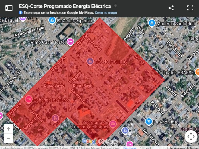 Corte programado de energía en Esquel; informa la Coop 16 de Octubre