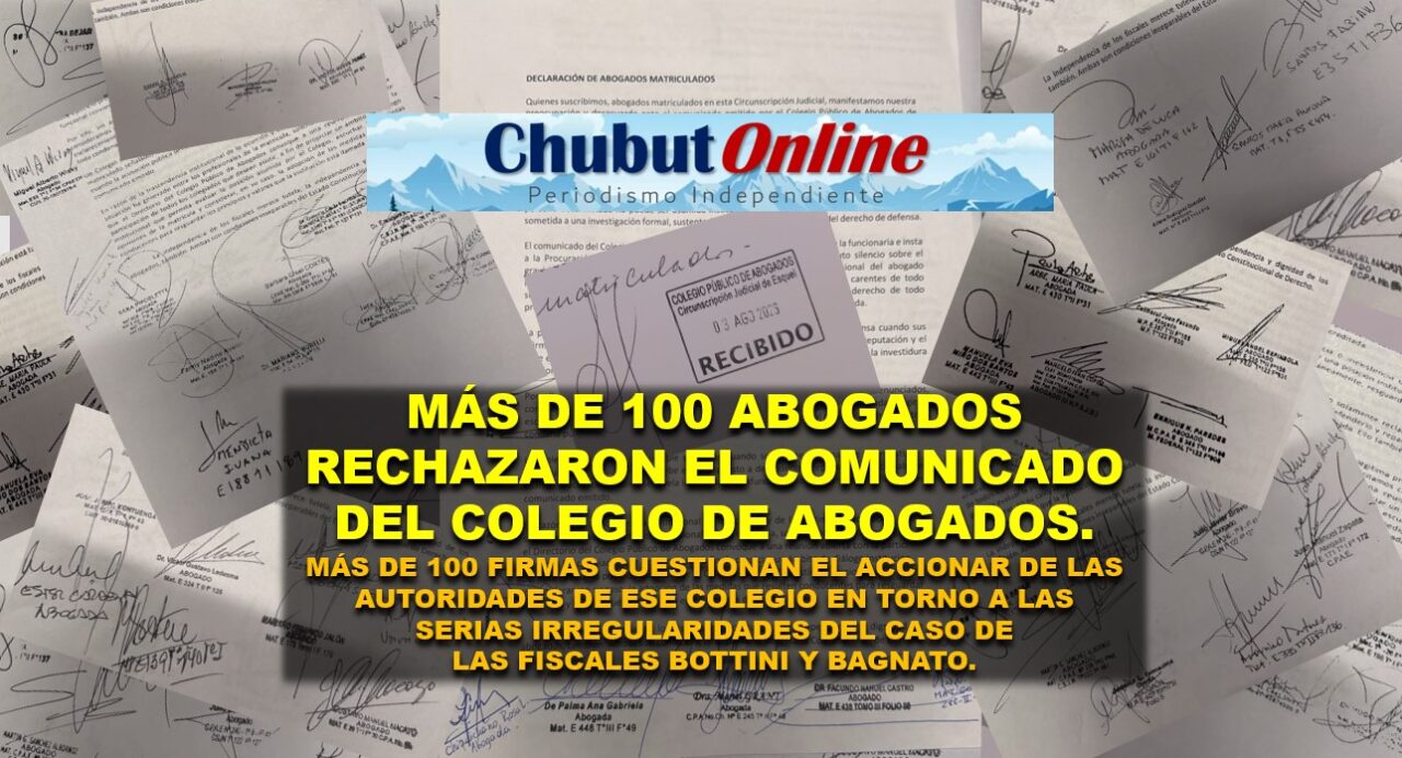 Un centenar de abogados manifestó su rechazo al comunicado del Colegio de Abogados y cuestionó el accionar de la fiscalía.